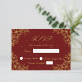 ゴールドの結婚式の返信カード 華麗な花の装飾付き 出欠カード (スタンド正面)