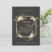ゴールドの結婚式招待状テンプレート 招待状 (スタンド正面)