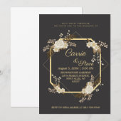 ゴールドの結婚式招待状テンプレート 招待状 (正面/裏面)