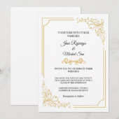 ゴールドの結婚式招待状 招待状 (正面/裏面)