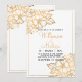 ゴールドの結婚式 招待状 (正面/裏面)