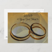 ゴールドの結婚指輪 & ローズ ポストカード (正面/裏面)