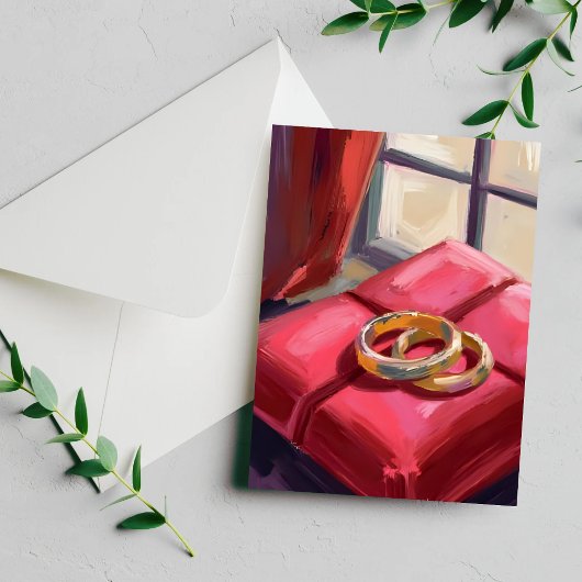 ゴールドの結婚指輪 水彩画 ポストカード