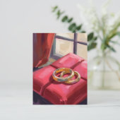 ゴールドの結婚指輪 水彩画 ポストカード (スタンド正面)