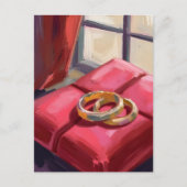 ゴールドの結婚指輪 水彩画 ポストカード (正面)