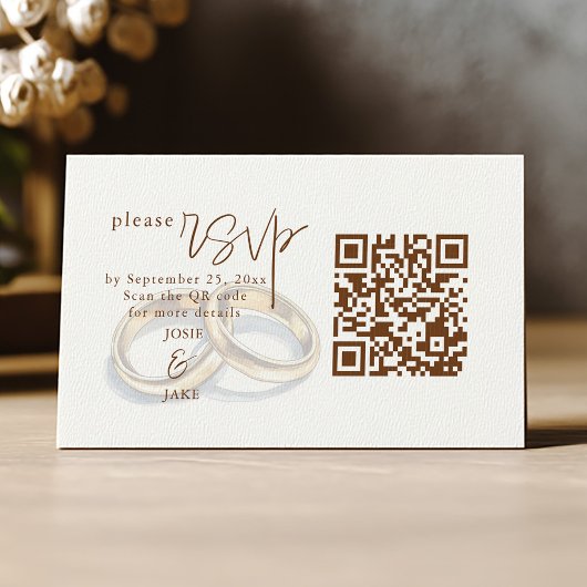 ゴールドの結婚指輪　 rustic 　RSVP QRコード エンクロージャーカード