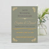 ゴールドの結婚記念日招待状|エレガントな愛のデザイン 招待状 (スタンド正面)