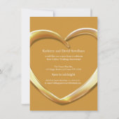 ゴールドの結婚50周年ハートパーティー招待状 招待状 (裏面)