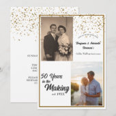 ゴールドの結婚50周年記念パーティー 招待状 (正面/裏面)