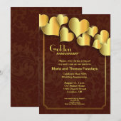 ゴールドの結婚50周年記念招待状 招待状 (正面/裏面)