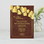 ゴールドの結婚50周年記念日招待状 招待状 (スタンド正面)