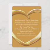 ゴールドの結婚50周年 ハート型50年のゴールドパーティ招待状 招待状 (裏面)