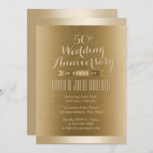 ゴールドの縁取り ブロンズの質感 結婚記念日 招待状 (正面/裏面)