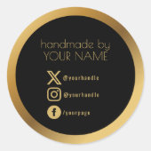 ゴールドの縁取り、黒の「ありがとう」パッケージング ラウンドシール (正面)