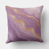 ゴールドの縞模様が入った紫色の大理石の背景 クッション (裏面)