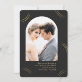 ゴールドの繊細なブラックツーショットウェディング 招待状 (正面)