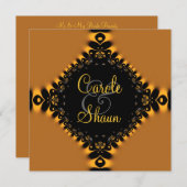 ゴールドの繊細なレースの結婚式招待状 招待状 (正面/裏面)