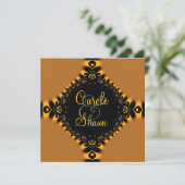 ゴールドの繊細なレースの結婚式招待状 招待状 (スタンド正面)