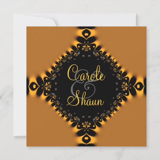 ゴールドの繊細なレースの結婚式招待状 招待状 (正面)