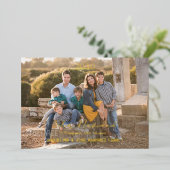 ゴールドの美しい家族写真テンプレート 赤いフェリズナビダッド スペイン語 ゴールド  箔シーズンカード (立ち正面)