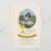 ゴールドの聖体拝領カップの写真 招待状 (正面/裏面)