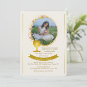 ゴールドの聖体拝領カップの写真 招待状 (スタンド正面)