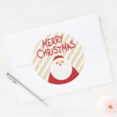 ゴールドの背景 赤の楽しいクリスマス サンタ ホリデー ラウンドシール (封筒)