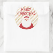 ゴールドの背景 赤の楽しいクリスマス サンタ ホリデー ラウンドシール (バッグ)