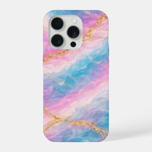 ゴールドの脈理入りコットンキャンディーマーブル iPhoneケース (裏面)