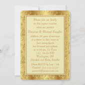 ゴールドの花とハートの50周年結婚記念日 招待状 (裏面)