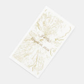 ゴールドの花の線画ボタニカル ウェディング (コーナー)