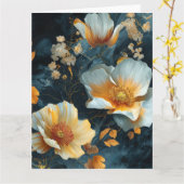 ゴールドの花の誕生日カード カード (黄色い花)