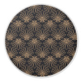 ゴールドの花モチーフのアルデコ柄 セラミックノブ (正面)