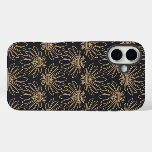 ゴールドの花柄が特徴的なアールデコ調パターン Case-Mate iPhoneケース (裏面 (横))