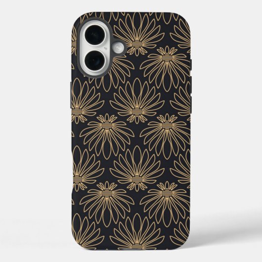 ゴールドの花柄が特徴的なアールデコ調パターン Case-Mate iPhoneケース (裏面)