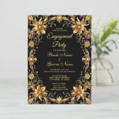 ゴールドの花柄エンゲージメント招待状 招待状 (スタンド正面)