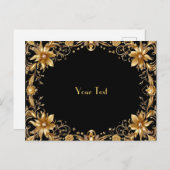 ゴールドの花柄ポストカード ポストカード (正面/裏面)