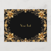 ゴールドの花柄ポストカード ポストカード (正面)