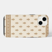 ゴールドの花柄 iPhoneケース (裏面横)