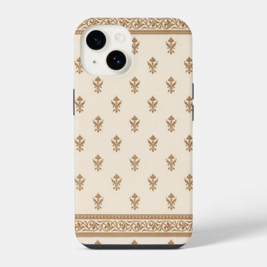 ゴールドの花柄 iPhoneケース (裏面)