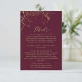 ゴールドの花模様があしらわれたワインレッドのカード エンクロージャーカード (スタンド正面)