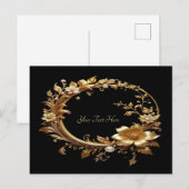 ゴールドの花模様が豪華なフレームのポストカード ポストカード (正面/裏面)