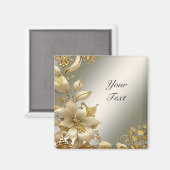 ゴールドの花模様のマグネット マグネット (正面/裏面)