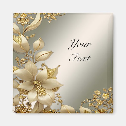 ゴールドの花模様のマグネット マグネット (正面)