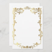 ゴールドの花模様の招待状テンプレート 招待状 (正面/裏面)