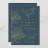 ゴールドの花模様の招待状 招待状 (正面/裏面)