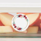 ゴールドの花輪と花を付けた円形の防水ラベル ラベル (貼付)