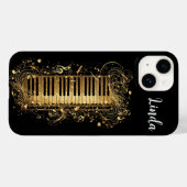 ゴールドの芸術的なピアノと音符 Case-Mate iPhoneケース (裏面 (横))