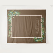 ゴールドの茶色のグリーンウェディングシャワー写真用背景 タペストリー (正面(横))