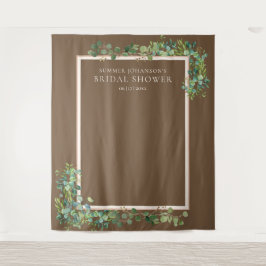 ゴールドの茶色のグリーンウェディングシャワー写真用背景 タペストリー